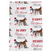 Custom Funny Weihnachtstiere Weihnachtsmannmützen  Mittlere Geschenktüte (Rückseite)