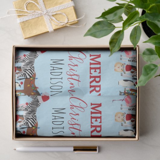 Custom Funny Weihnachtstiere Weihnachtsmannmützen Seidenpapier (Geschenk)