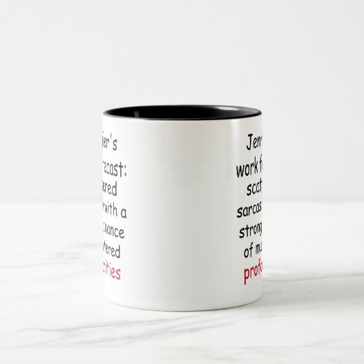 Custom Funny Work Forecast – Sarcasm & Profanity Zweifarbige Tasse (Mittel)