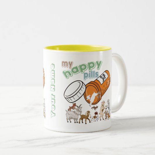 CUSTOM FUNNY ZIAT | Meine glücklichen Pillen GetYe Zweifarbige Tasse (VorderseiteRechts)