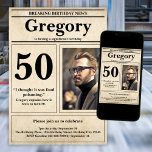 Custom Funny Zitat Retro Zeitung 50. Geburtstag Einladung<br><div class="desc">👉 Lächeln Sie mit dieser phantastischen Retro-Zeitung im 50. Geburtstag-Einladung auf ein Gesicht! Vollkommen mit einem lustigen Zitat und Foto, werden Sie sicher sein, Set Ihre Feier über der Erholung! #zazzlemade - Klicken Sie einfach, um dieses Design zu personalisieren 🔥 Mein Versprechen - Dieses Design ist einzigartig - Es wurde...</div>