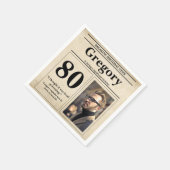 Custom Funny Zitat Retro Zeitung 80. Geburtstag Serviette (Ecke)