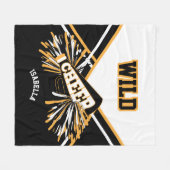 Custom - Für 📣 Cheerleader - weiß, Gold und schwa Fleecedecke (Vorderseite (Horizontal))