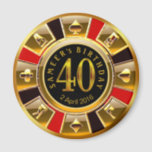 CUSTOM für Sheetal Vegas Casino Chip 40. Geburtsta Magnet<br><div class="desc">Ein sehr cooler roter,  goldener und schwarzer Las Vegas Birthday Casino Chip hält den Lieblingsmagnet. Verwenden Sie die Schaltfläche IT CUSTOMIZE,  um Ihren eigenen Text hinzuzufügen.</div>