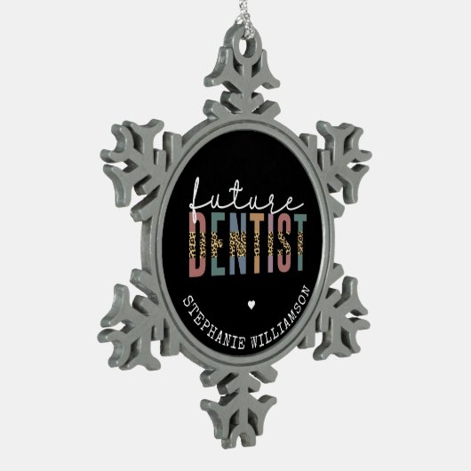 Custom Future Dentist Dentalschüler Geschenke Schneeflocken Zinn-Ornament (Links)