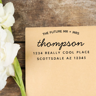 Custom Future Mrs Modern Wedding Rücksendeadresse Permastempel