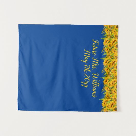 Custom Future Mrs Sunflower Blue Brautparty Wandteppich (Vorderseite (Horizontal))