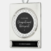 Custom Future OT Berufs-Therapeut Elegant Banner-Ornament Silber (Links)