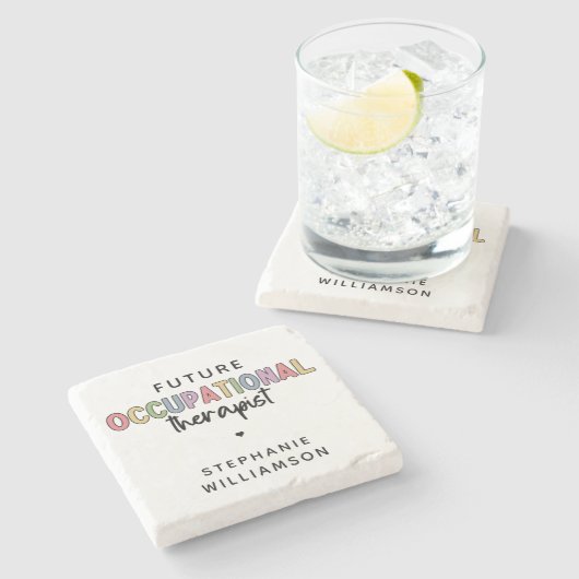 Custom Future OT Berufs-Therapeut OT Student Steinuntersetzer (Seitenansicht)