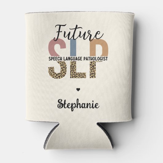 Custom Future SLP Speech Pathologe Leopard Print Dosenkühler (Vorderseite)