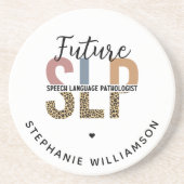 Custom Future SLP Speech Pathologe Leopard Print Getränkeuntersetzer (Vorne)