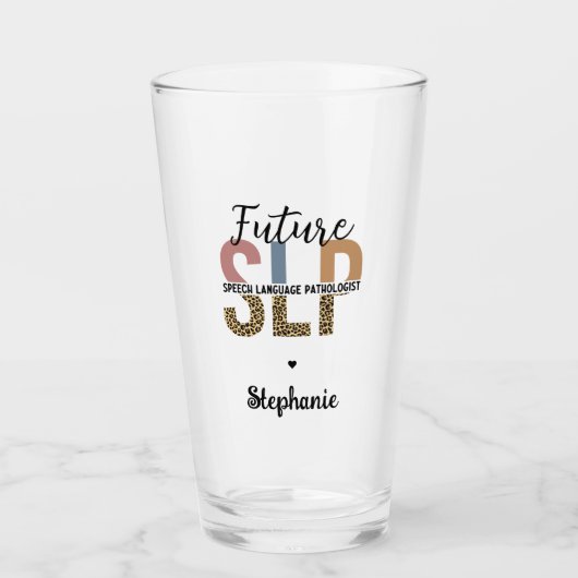 Custom Future SLP Speech Pathologe Leopard Print Glas (Vorderseite)