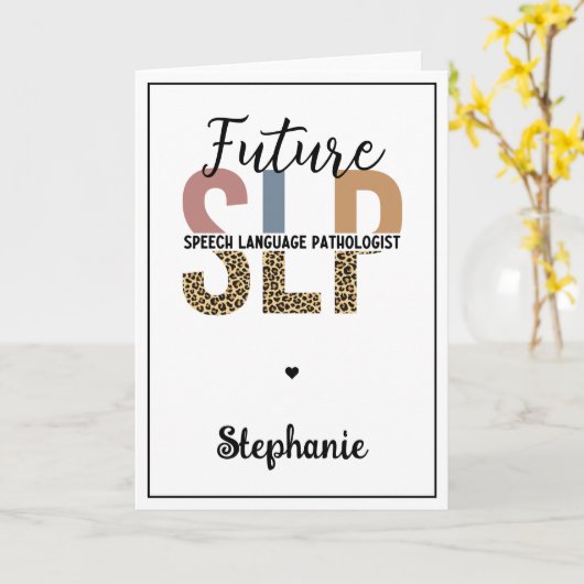 Custom Future SLP Speech Pathologe Leopard Print Karte (Gelbe Blume)