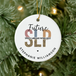 Custom Future SLP Speech Pathologe Leopard Print Keramik Ornament