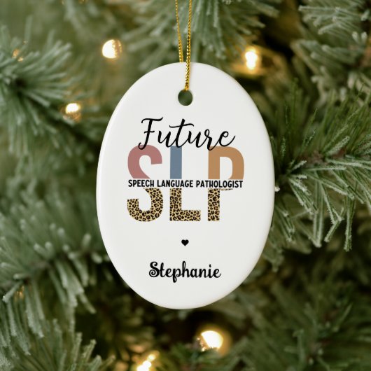 Custom Future SLP Speech Pathologe Leopard Print Keramik Ornament (Baum)