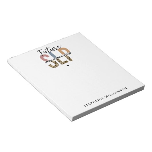 Custom Future SLP Speech Pathologe Leopard Print Notizblock (angewinkelt)