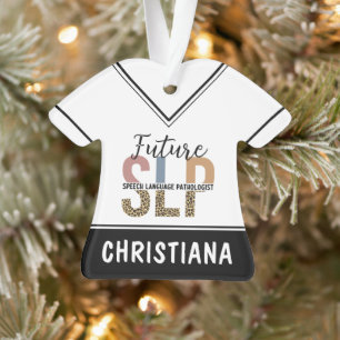 Custom Future SLP Speech Pathologe Leopard Print Ornament