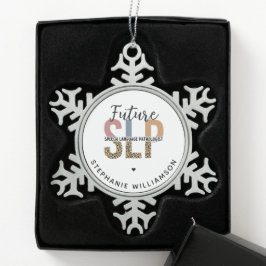 Custom Future SLP Speech Pathologe Leopard Print Schneeflocken Zinn-Ornament