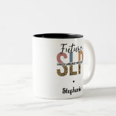 Custom Future SLP Speech Pathologe Leopard Print Zweifarbige Tasse (VorderseiteRechts)