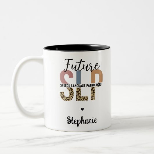 Custom Future SLP Speech Pathologe Leopard Print Zweifarbige Tasse (Links)