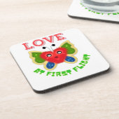 Custom Fuzzy Heart Butterfly Gift Getränkeuntersetzer (Linke Seite)