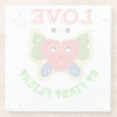 Custom Fuzzy Heart Butterfly Gift Glasuntersetzer (Rückseite)