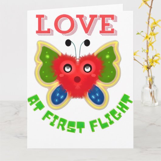 Custom Fuzzy Heart Butterfly Gift Karte (Gelbe Blume)