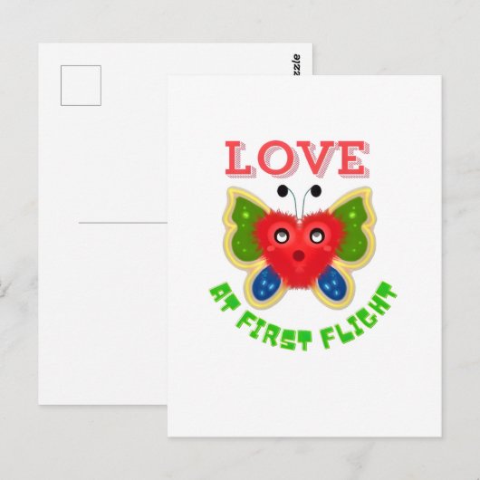 Custom Fuzzy Heart Butterfly Gift Postkarte (Vorne/Hinten)