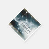 Custom Galaxy Blue Gold Stars Hochzeit Serviette (Ecke)