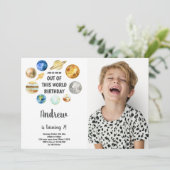 Custom Galaxy Kids Party laden Einladung (Stehend Vorderseite)