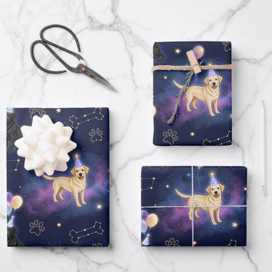 custom Galaxy Labrador Retriever birthday  Geschenkpapier Set (Vorderseite)