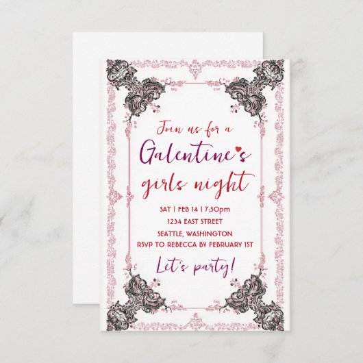 Custom Galentine Party Invitation RSVP Karte (Vorne/Hinten)