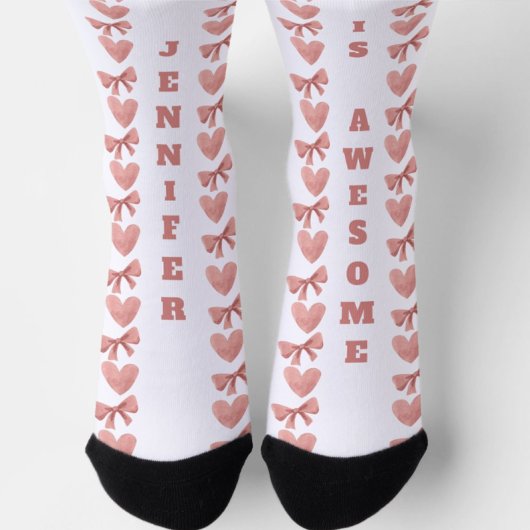 Custom Galentine Valentine Hearts and Bows Socken