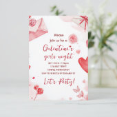Custom Galentines Love Pattern Party Invitation RSVP Karte (Stehend Vorderseite)