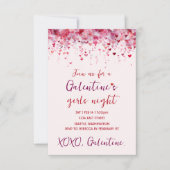 Custom Galentines Pink Hearts Party Invitation RSVP Karte (Vorderseite)