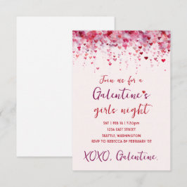 Custom Galentines Pink Hearts Party Invitation RSVP Karte