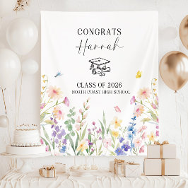 Custom Garden Theme Graduation Banner, 2026 Gradua Wandteppich