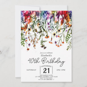 Custom Garden Wildblumen 40. Geburtstag Einladung