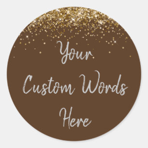 Custom Gastgeschenk Birthday Brown Gold und Silber Runder Aufkleber