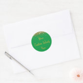Custom Gastgeschenk Birthday Kelly Green und Gold Runder Aufkleber (Umschlag)