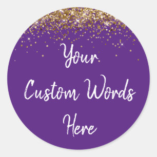Custom Gastgeschenk Birthday Lila Gold und Weiß Runder Aufkleber