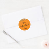 Custom Gastgeschenk Birthday Orange Gold und Black Runder Aufkleber (Umschlag)