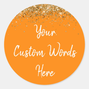 Custom Gastgeschenk Birthday Orange Gold und Weiß Runder Aufkleber