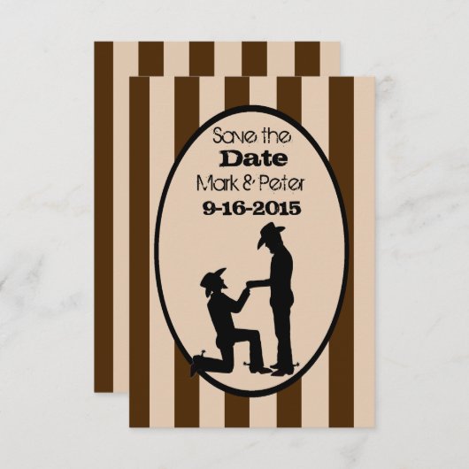 Custom Gay Cowboy Wedding Rett-the-Date Cards Save The Date (Vorne/Hinten)