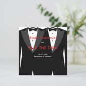 Custom Gay Wedding Save the Date Weihnachtskarten (Stehend Vorderseite)