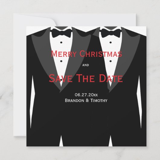 Custom Gay Wedding Save the Date Weihnachtskarten (Vorderseite)