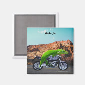 Custom Gecko Rider on Motorrad Wüste Highway Magnet (Vorderseite/Rückseite)