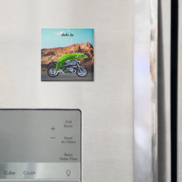 Custom Gecko Rider on Motorrad Wüste Highway Magnet