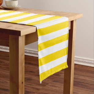 Custom Gelbe weiße Streifen Moderne Elegante Trend Kurzer Tischläufer