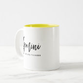 Custom Gemini Horoskop Modernes Skript Zodiac-Zeic Zweifarbige Tasse (Vorderseite Links)